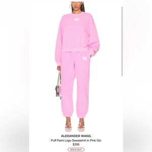 Alexander Wang Puff Paint Logo Sweatsuit in Pink Glo